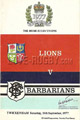 British Lions v Barbarians 1977 rugby  Programme